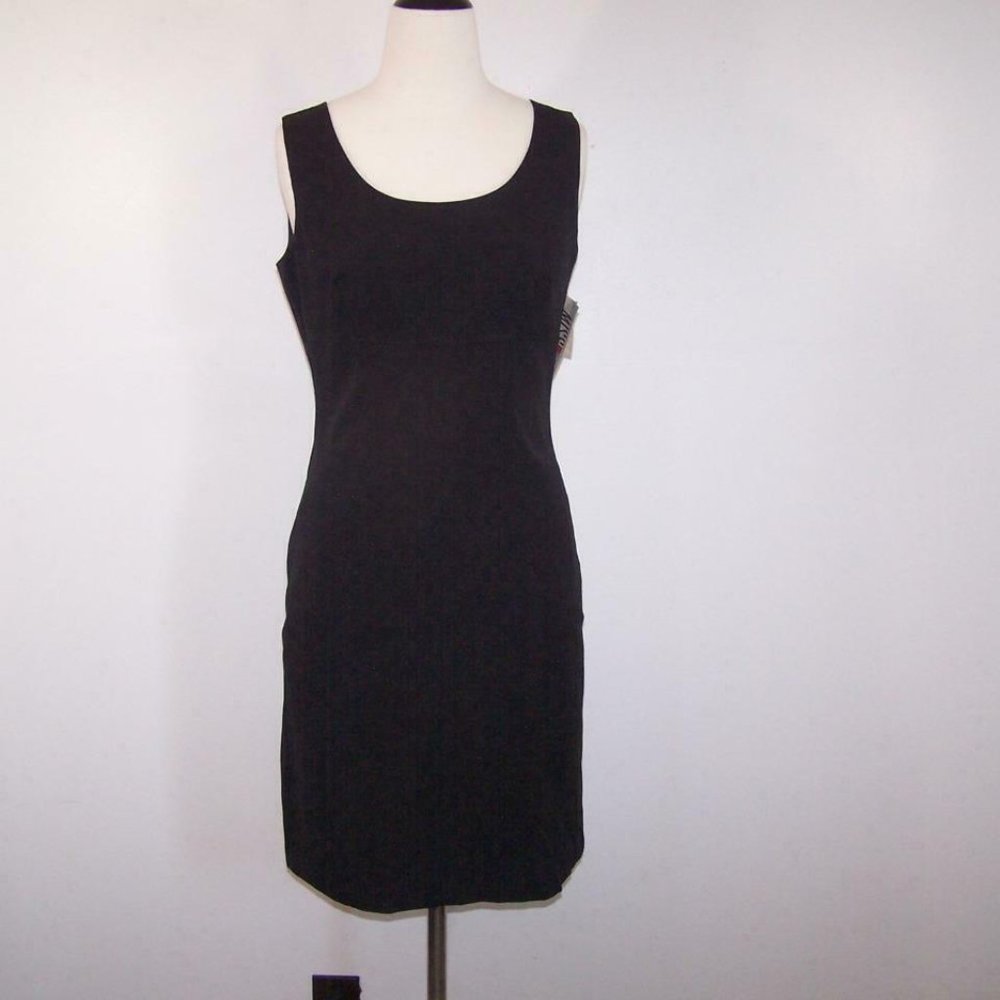 Miss Shop Dress Black High Waist Sleeveless Lined Scoop Neck Sheath 12 NEW